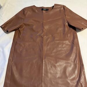 Simons Chestnut Faux Leather Dress